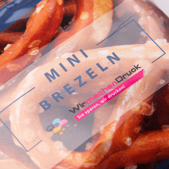 Salzbrezeln, farbig bedruckt, liegend, Brezel Motiv