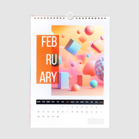 Monatskalender 13 Blatt (12 Monate + Deckblatt) 4/4 farbig, DIN A5 hoch, Seitenansicht