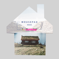 Mousepad, farbig bedruckt, Haus Form, liegend