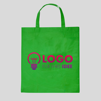 Non Woven Taschen faltbar, frontaler Druck, grün