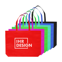 Non-Woven-Tasche weiß, mit Bodenfalte, lange Henkel, 1-farbig