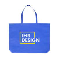 Non-Woven-Tasche weiß, mit Bodenfalte, lange Henkel, 2-farbig