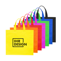 Non-Woven-Tasche farbig, ohne Bodenfalte, kurze Henkel, 1-farbig