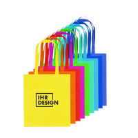 Non-Woven-Tasche farbig, ohne Bodenfalte, lange Henkel, 1-farbig