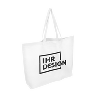 Non-Woven-Tasche weiß, mit Bodenfalte, lange Henkel 1-farbig