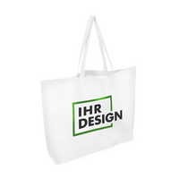 Non-Woven-Tasche weiß, mit Bodenfalte, lange Henkel 2-farbig