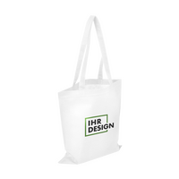 Non-Woven-Tasche weiß, ohne Bodenfalte, lange Henkel, 2-farbig
