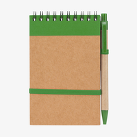 Notizblock mit Metall-Spiralbindung und Deckblatt aus recyceltem Karton grün