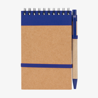 Notizblock mit Metall-Spiralbindung und Deckblatt aus recyceltem Karton blau