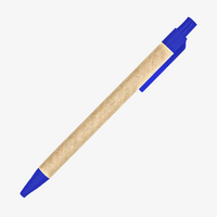 Notizblock mit Metall-Spiralbindung und Deckblatt aus recyceltem Karton Stift blau