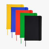 Notizbuch DIN A5 hoch, Umschlag: Kunstleder, Inhalt: 100 Inhaltsseiten blanko, Personalisierung auf Anfrage-gelb-blau-rot-grün-schwarz