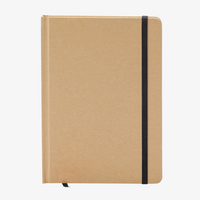 Notizbuch DIN A5 hoch, Umschlag: recycelter Kraftkarton, Inhalt: 100 Inhaltsseiten, Personalisierung auf Anfrage-schwarzes band