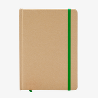 Notizbuch DIN A5 hoch, Umschlag: recycelter Kraftkarton, Inhalt: 100 Inhaltsseiten, Personalisierung auf Anfrage-grünes band