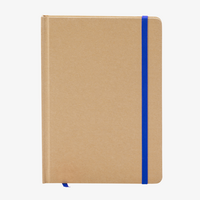 Notizbuch DIN A5 hoch, Umschlag: recycelter Kraftkarton, Inhalt: 100 Inhaltsseiten, Personalisierung auf Anfrage-blaues band