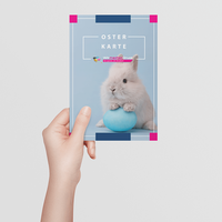 Osterkarte, farbig bedruckt, Motiv Hase