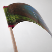 Papierfahne mit Holzstab, bedruckt mit Text, Pfauenauge Motiv