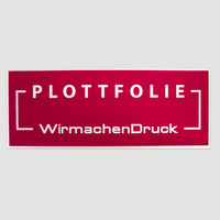 Plottfolie in Mittelrot mit Kontur und Schrift und Zeichen
