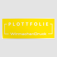 Plottfolie in Schwefelgelb mit Kontur und Schrift und Zeichen