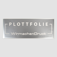 Plottfolie in Silbergrau mit Kontur und Schrift und Zeichen