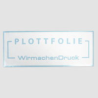 Plottfolie in Weiß mit Kontur und Schrift und Zeichen