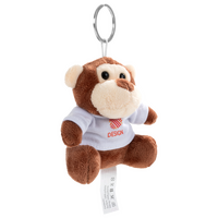 Plüschanhänger Affe mit weißem T-Shirt bedruckt seitliche Ansicht 