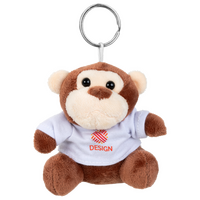 Plüschanhänger Affe mit weißem T-Shirt bedruckt von vorne