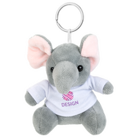 Plüschanhänger Elefant mit weißem T-Shirt bedruckt von vorne