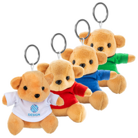 Aufgereichte hellbraune Teddybären mit T-Shirt bedruckt in verschiedenen Farben