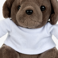 Nahaufnahme brauner Hund mit weißem T-Shirt unbedruckt 