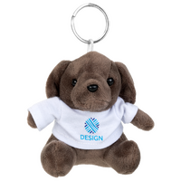 Plüschanhänger Hund mit weißem T-Shirt bedruckt von vorne