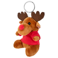 Plüschanhänger Rentier mit roter Nase unbedruckt seitliche Ansicht