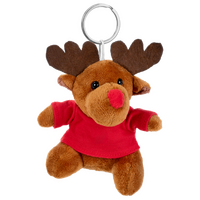Plüschanhänger Rentier mit roter Nase unbedruckt von vorne