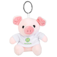 Plüschanhänger Schweinchen mit weißem T-Shirt bedruckt von vorne