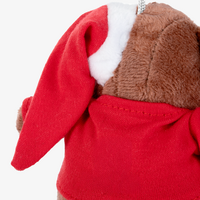 Nahaufnahme von hinten Teddy mit Weihnachtsmütze