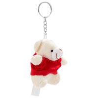 Plüschanhänger weißer Teddybär bedruckt seitliche Ansicht