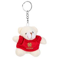 Plüschanhänger weißer Teddybär bedruckt von vorne