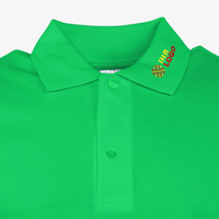 Poloshirt, farbig bedruckt, Kragen links