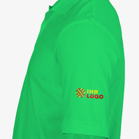 Poloshirt, farbig bedruckt, Ärmel links