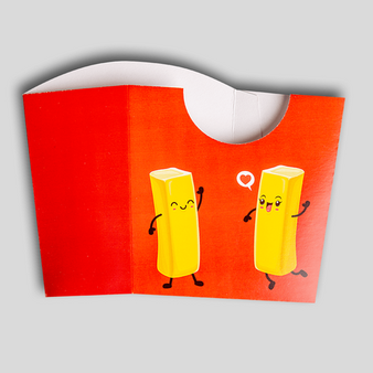 Pommesschale mit Automatikboden (12,3 x 6,3 x 11,8 cm), Vorderseite, flach