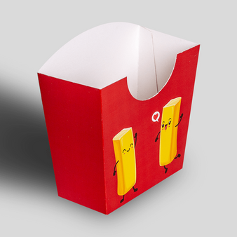 Pommesschale mit Automatikboden (12,3 x 6,3 x 11,8 cm), Vorderseite