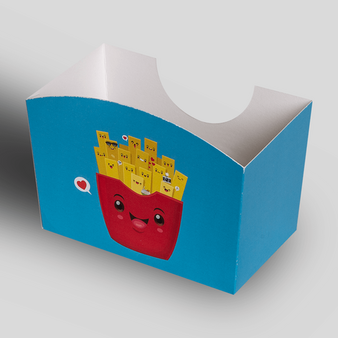 Pommesschale mit Automatikboden (13 x 7,8 x 8 cm), Rückseite