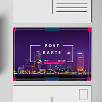 Postkarten, farbig bedruckt, aufgestellt