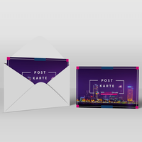 Postkarten mit Birefumschlag, farbig bedruckt, aufgestellt
