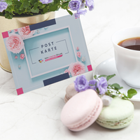 Postkarten, farbig bedruckt, aufgestellt, Blumen Motiv