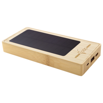 Powerbank Solar Bambus Gravur