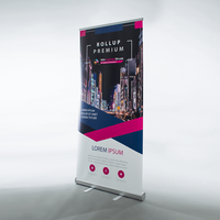Bannerdisplay, farbig bedruckt, aufgestellt