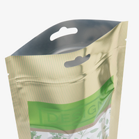 Recycelbarer Folien-Standbodenbeutel 15 x 25 x 7 cm mit individuellem Boden, von oben (Abb. metallisierte Folie mit Druckverschluss und Euroloch) 