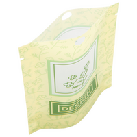 Recycelbarer Folien-Standbodenbeutel 8 x 13 x 5 cm mit individuellem Boden, von oben (Abb. mit Rundloch)