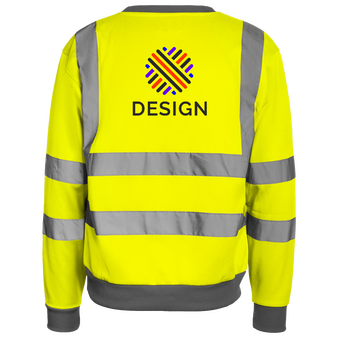Reflektierendes Warnschutz-Sweatshirt, Druck R&uuml;ckseite