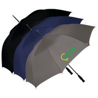 drei Regenschirme bedruckt und offen